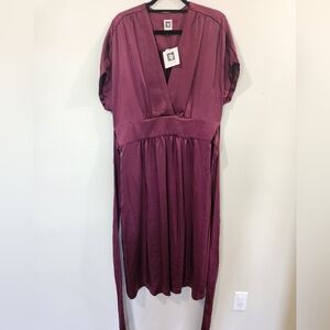 Anne Klein Silk Dress Wine/Burgandy